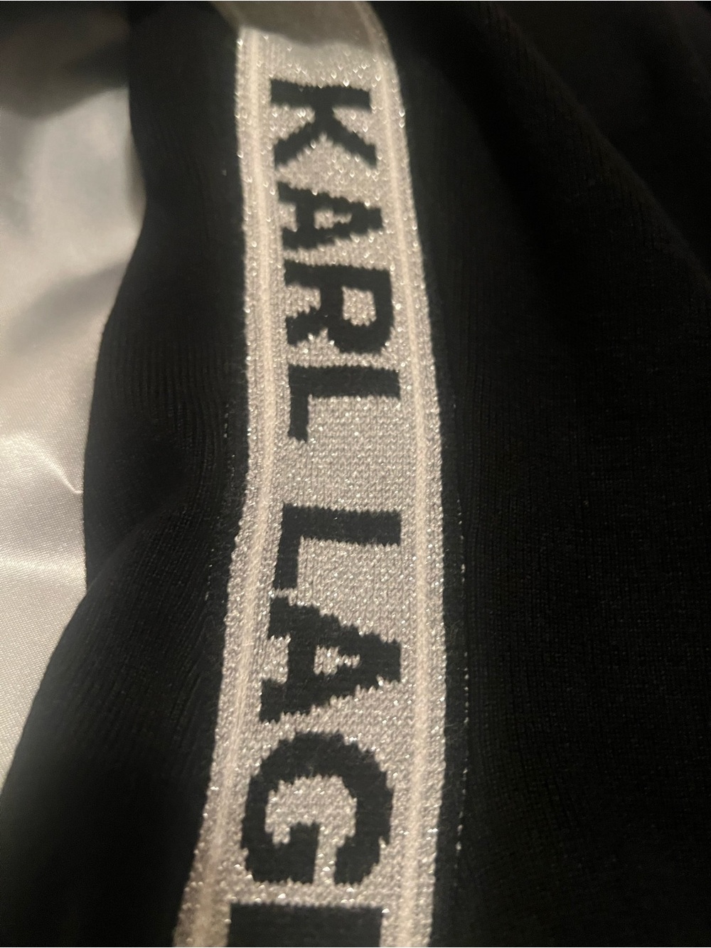 Karl Lagerfeld Black Sweater with White Logo Stripe
